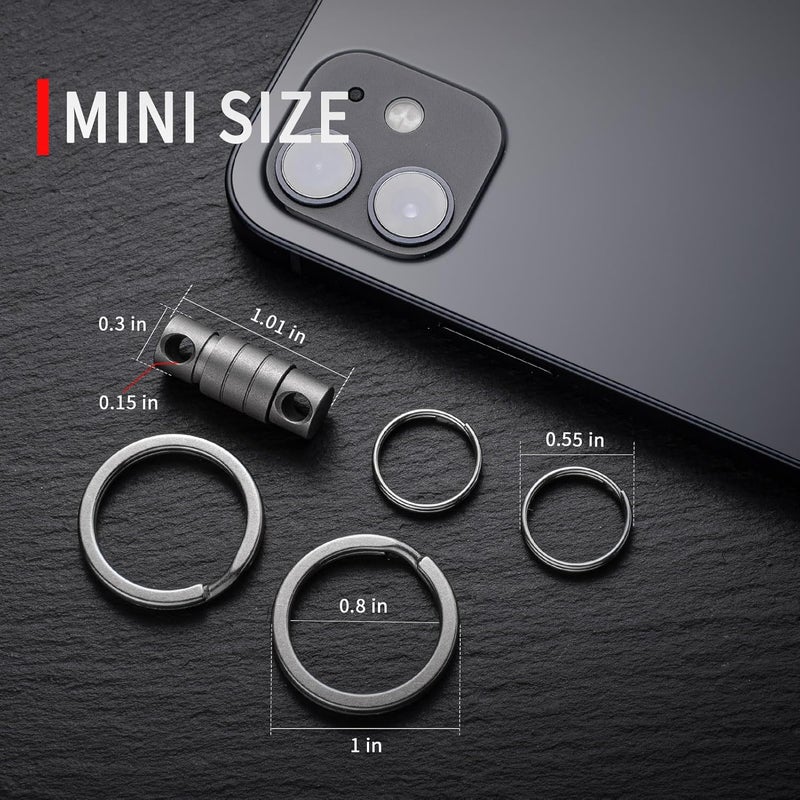 FEGVE Titanium Quick Release Swivel Keychain, Pull Apart Detachable Keychain Heavy Duty Car Key Holder with 4 Key Rings-(Anti-fall/Grey-1pcs) - Image 2